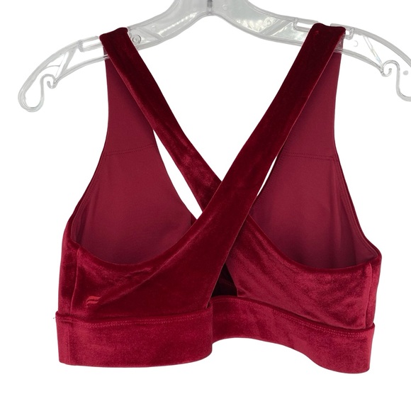 Fabletics Women's Oasis Twist Velour Sports Bra Burgundy Red - Picture 4 of 7